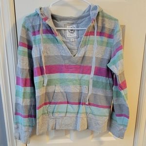 Striped hoodie size xs pink, green, blue, and gray